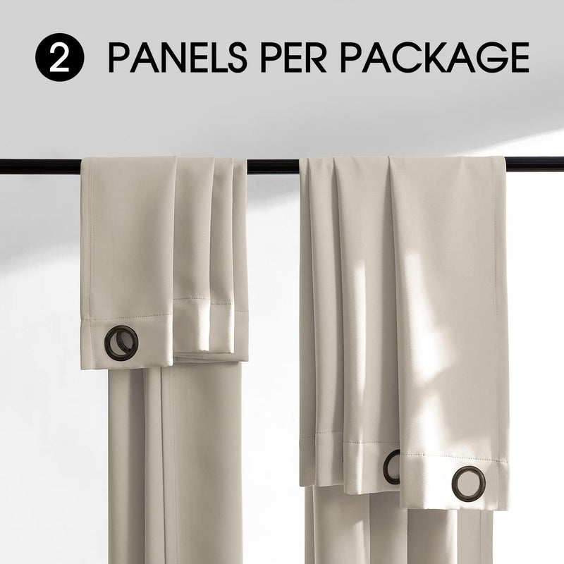 Rutterllow 100% Blackout Curtains, Full Shade 90 Inches Long Complete Blackout Drapes for Living Room, Beige Thermal Insulated Bedroom Window Treatment Drapes (2 Panels,52 x 90 inch) - Image 5